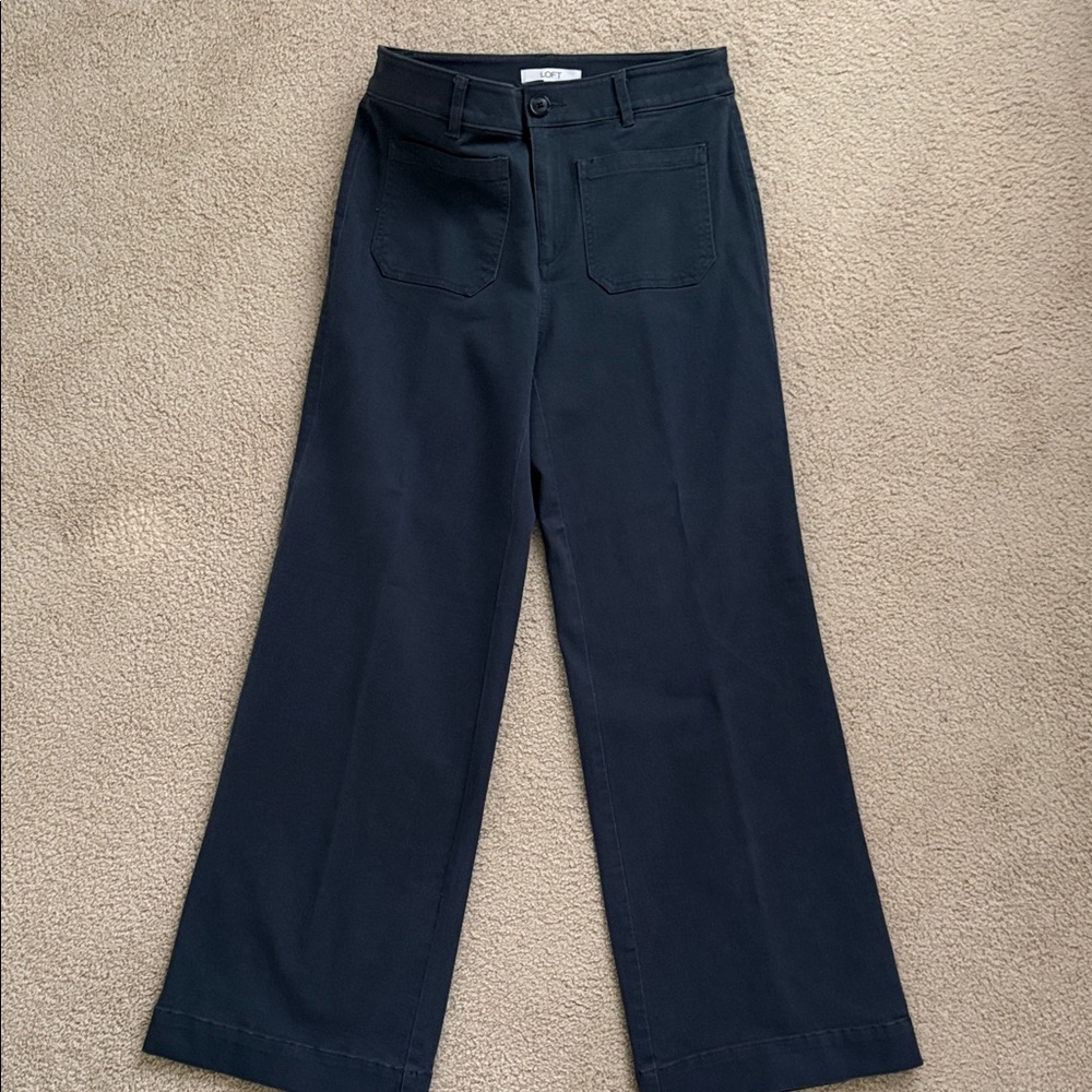 LOFT Charcoal Wide-Leg Trousers